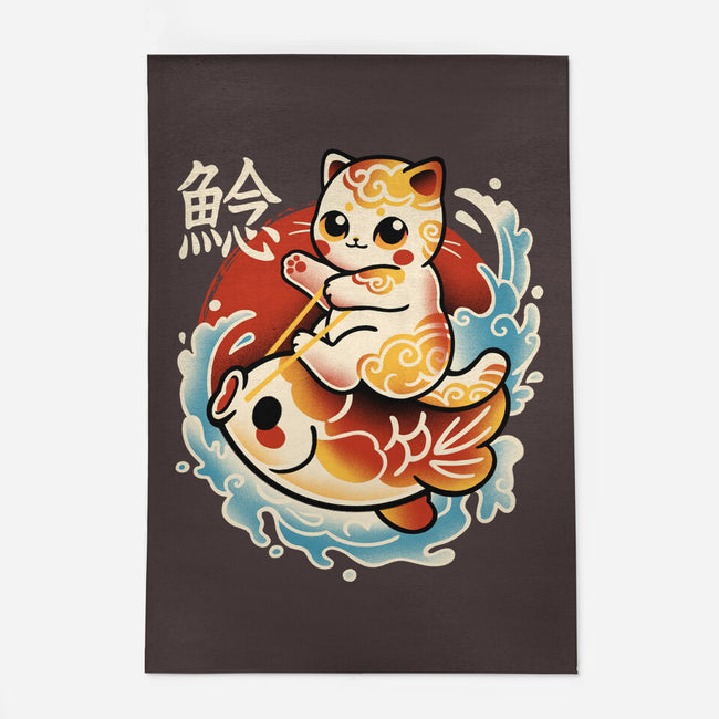 Neko Koi Fish Red Sun-None-Outdoor-Rug-NemiMakeit