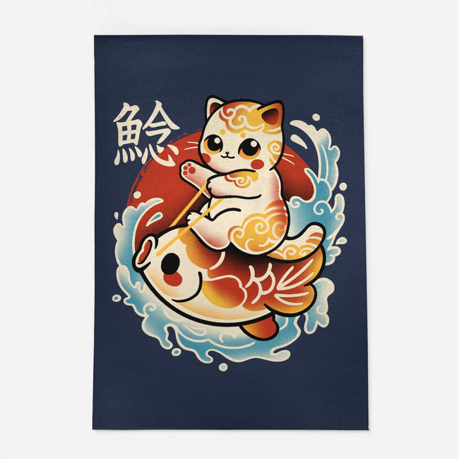 Neko Koi Fish Red Sun-None-Outdoor-Rug-NemiMakeit