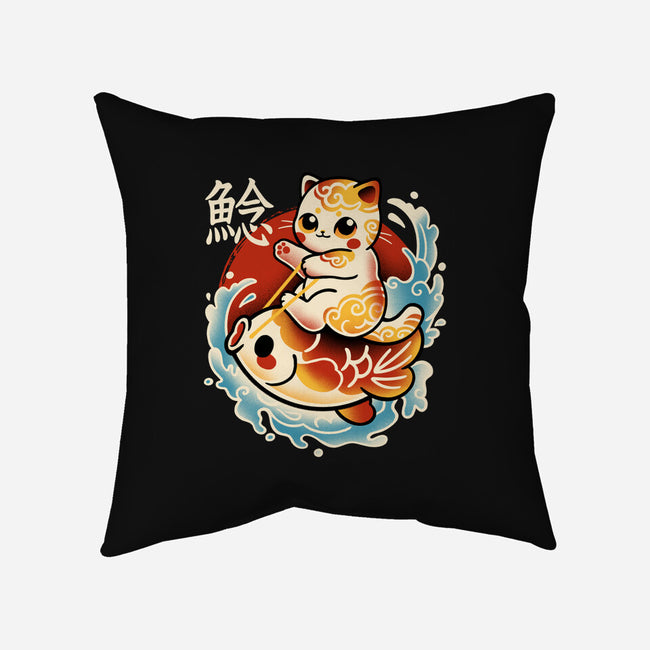 Neko Koi Fish Red Sun-None-Non-Removable Cover w Insert-Throw Pillow-NemiMakeit