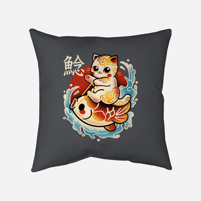 Neko Koi Fish Red Sun-None-Removable Cover-Throw Pillow-NemiMakeit