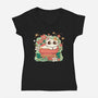 Keep Growing Cat-Womens-V-Neck-Tee-Ca Mask