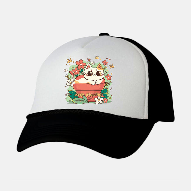 Keep Growing Cat-Unisex-Trucker-Hat-Ca Mask