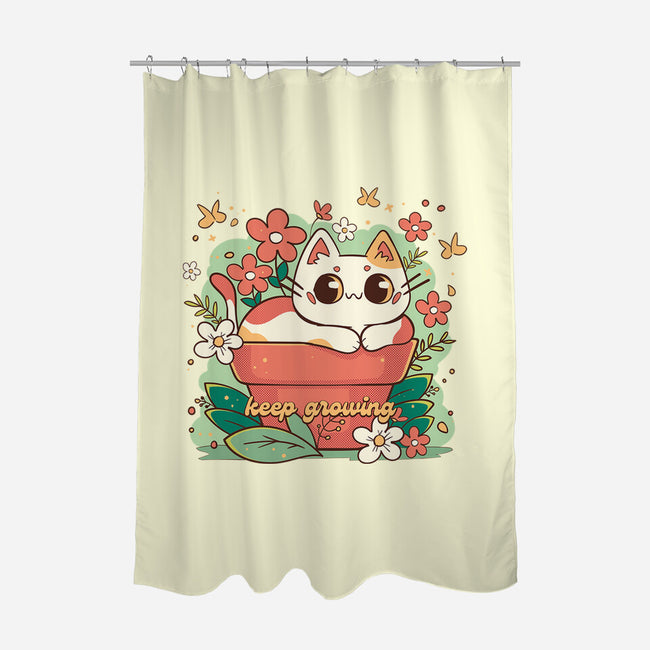 Keep Growing Cat-None-Polyester-Shower Curtain-Ca Mask
