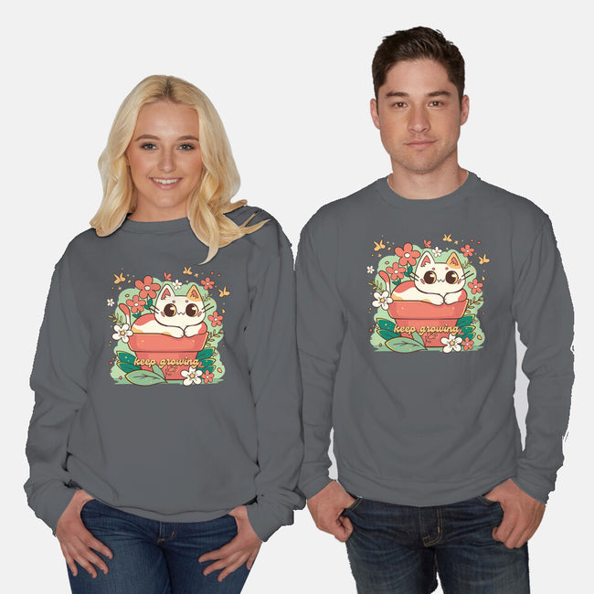 Keep Growing Cat-Unisex-Crew Neck-Sweatshirt-Ca Mask