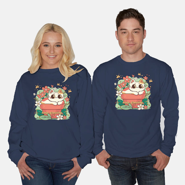 Keep Growing Cat-Unisex-Crew Neck-Sweatshirt-Ca Mask