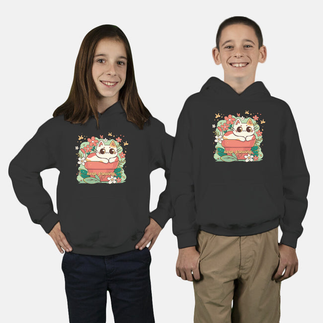 Keep Growing Cat-Youth-Pullover-Sweatshirt-Ca Mask