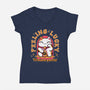 Fortune Purrs-Womens-V-Neck-Tee-Ca Mask