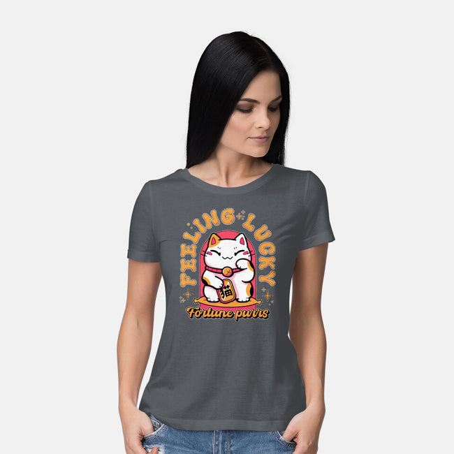 Fortune Purrs-Womens-Basic-Tee-Ca Mask
