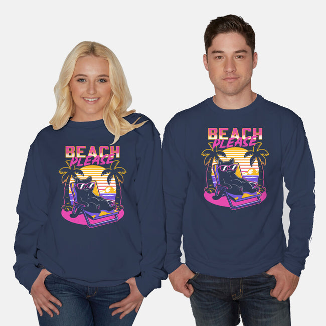 Vaporwave Summer Cat-Unisex-Crew Neck-Sweatshirt-Studio Mootant