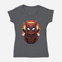 Red Cat Mutant-Womens-V-Neck-Tee-Astrobot Invention