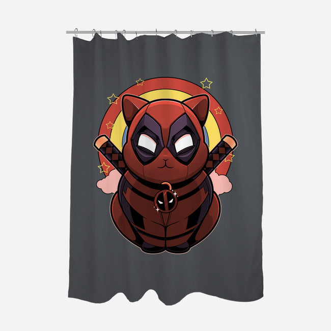 Red Cat Mutant-None-Polyester-Shower Curtain-Astrobot Invention
