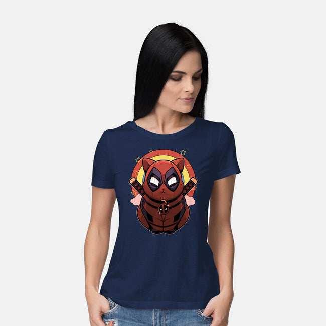 Red Cat Mutant-Womens-Basic-Tee-Astrobot Invention