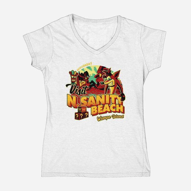 Visit N Sanity Beach-Womens-V-Neck-Tee-daobiwan