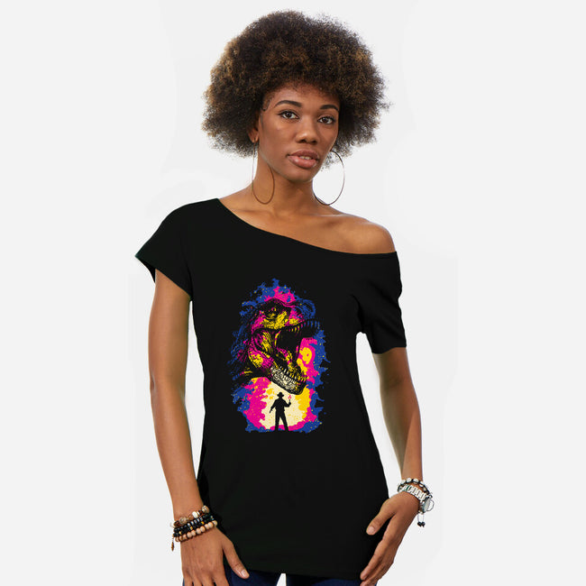 Isla Nublar-Womens-Off Shoulder-Tee-dalethesk8er