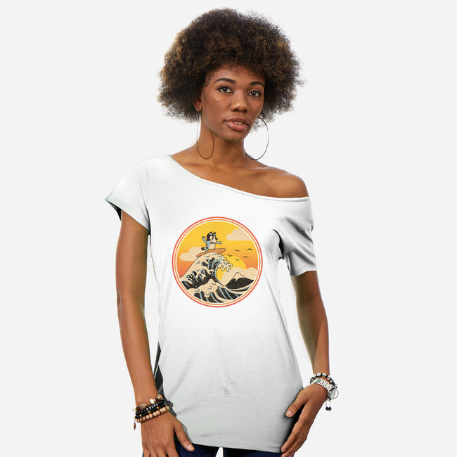 The Great Heeler Off Kanagawa-Womens-Off Shoulder-Tee-retrodivision