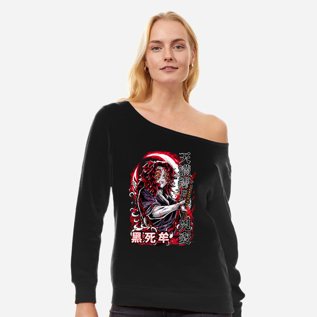 Kokushibo's Lethal Sword-Womens-Off Shoulder-Sweatshirt-Knegosfield