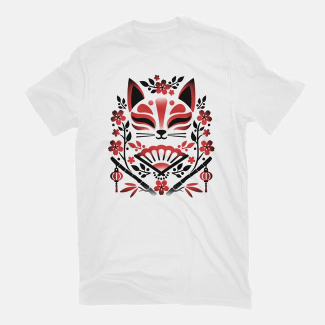 Kitsune Floral Symmetry-Womens-Basic-Tee-NemiMakeit