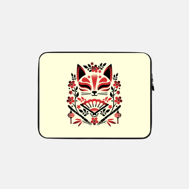 Kitsune Floral Symmetry-None-Zippered-Laptop Sleeve-NemiMakeit