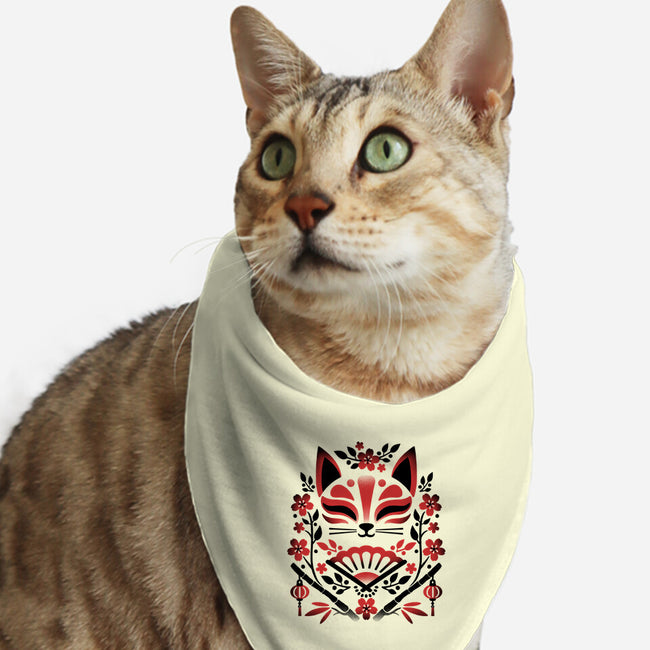 Kitsune Floral Symmetry-Cat-Bandana-Pet Collar-NemiMakeit