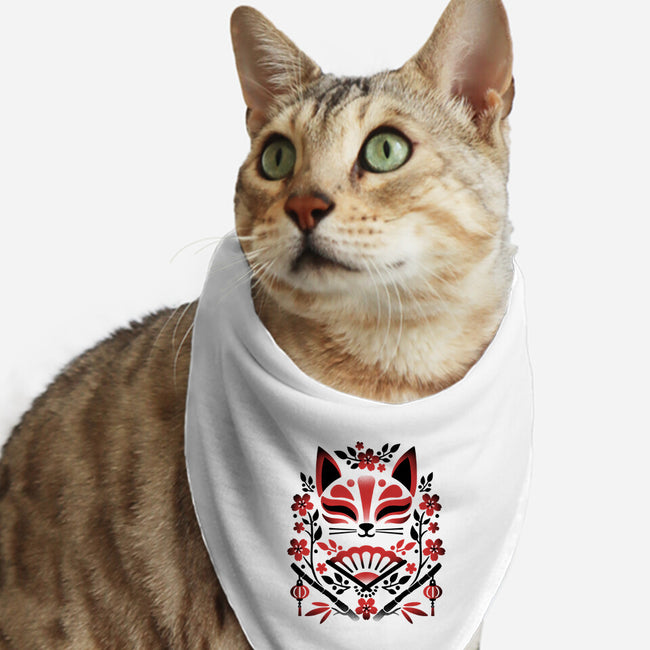 Kitsune Floral Symmetry-Cat-Bandana-Pet Collar-NemiMakeit