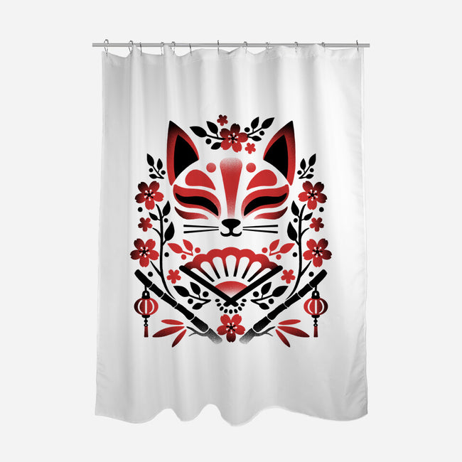 Kitsune Floral Symmetry-None-Polyester-Shower Curtain-NemiMakeit