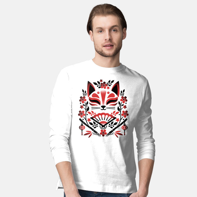 Kitsune Floral Symmetry-Mens-Long Sleeved-Tee-NemiMakeit