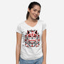 Kitsune Floral Symmetry-Womens-V-Neck-Tee-NemiMakeit