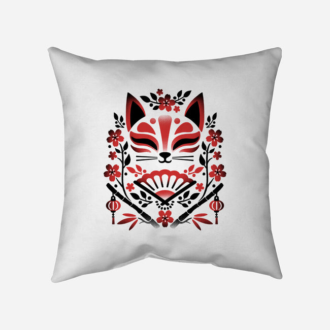 Kitsune Floral Symmetry-None-Removable Cover w Insert-Throw Pillow-NemiMakeit