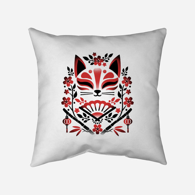 Kitsune Floral Symmetry-None-Removable Cover-Throw Pillow-NemiMakeit