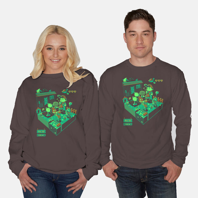 Farmer Vs Zombies-Unisex-Crew Neck-Sweatshirt-Heyra Vieira