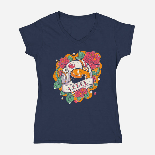 The Rebel-Womens-V-Neck-Tee-Ca Mask