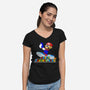 Super Penguin King 64-Womens-V-Neck-Tee-rocketman_art