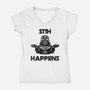 Sith Happens-Womens-V-Neck-Tee-zachterrelldraws