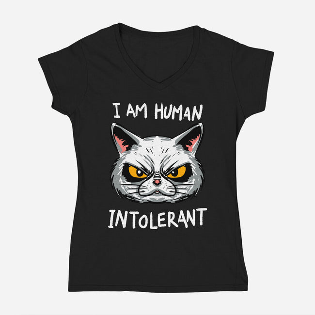 Human Intolerant-Womens-V-Neck-Tee-kharmazero