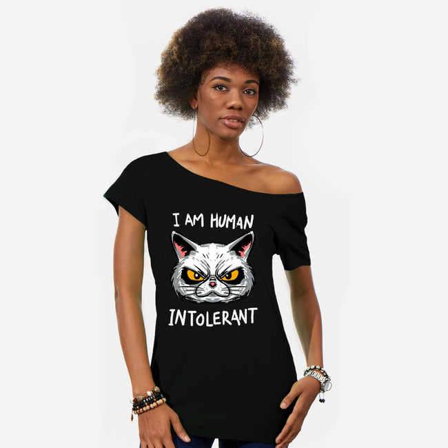 Human Intolerant-Womens-Off Shoulder-Tee-kharmazero