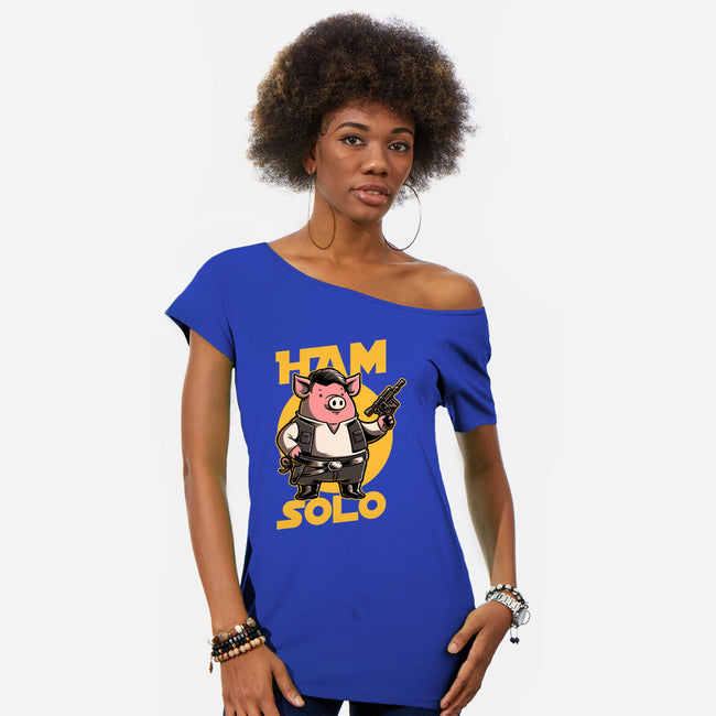 Space Captain Pig Smuggler-Womens-Off Shoulder-Tee-Studio Mootant