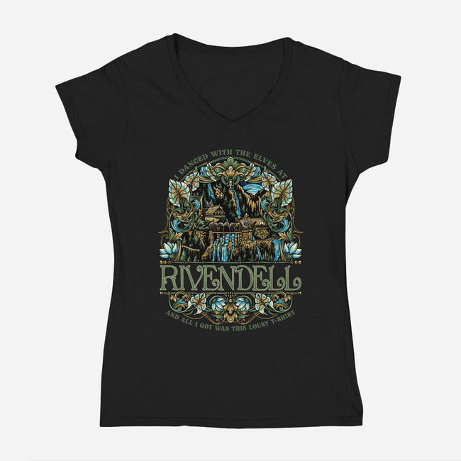 I Went To See The Elves-Womens-V-Neck-Tee-glitchygorilla