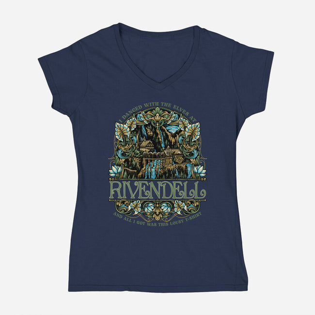 I Went To See The Elves-Womens-V-Neck-Tee-glitchygorilla