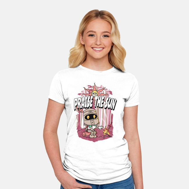 Praise The Sun Retro-Womens-Fitted-Tee-Donnie