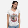 Praise The Sun Retro-Womens-V-Neck-Tee-Donnie