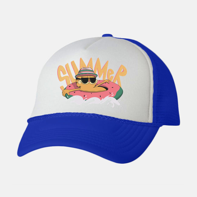 Summer Cat-Unisex-Trucker-Hat-OnlyColorsDesigns