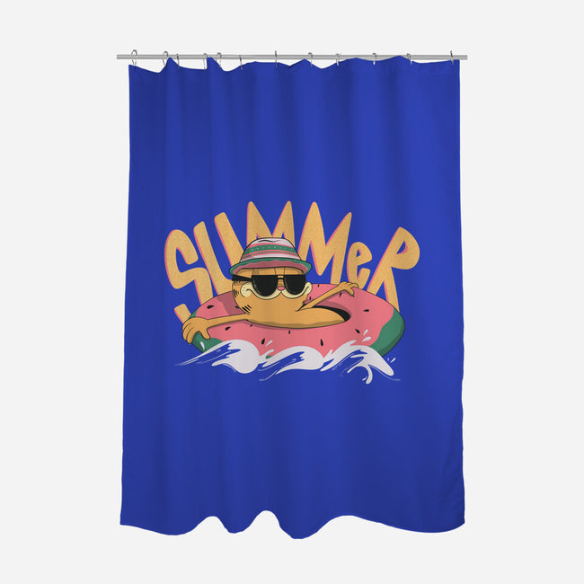 Summer Cat-None-Polyester-Shower Curtain-OnlyColorsDesigns
