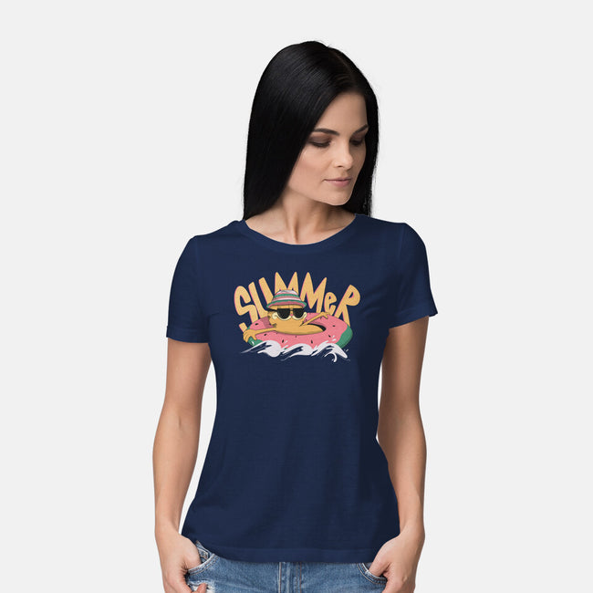 Summer Cat-Womens-Basic-Tee-OnlyColorsDesigns
