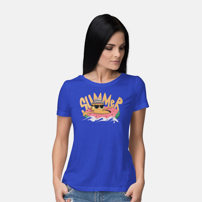 Summer Cat-Womens-Basic-Tee-OnlyColorsDesigns