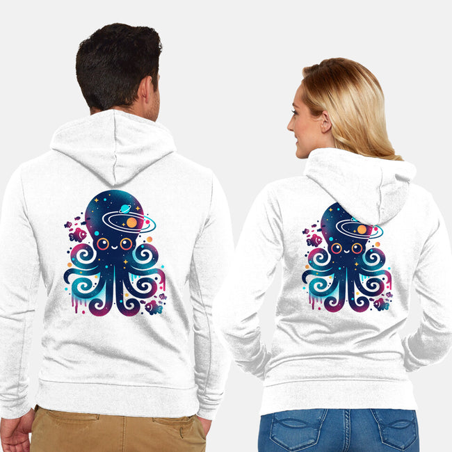 Space Octopus Galaxy-Unisex-Zip-Up-Sweatshirt-NemiMakeit