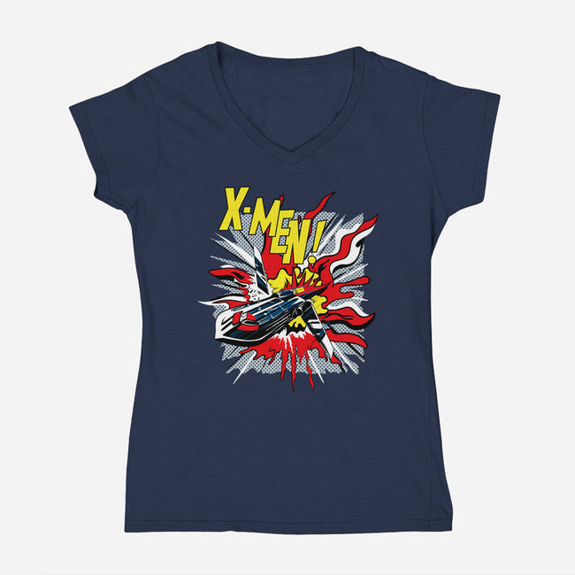 X-Pop-Womens-V-Neck-Tee-rocketman_art