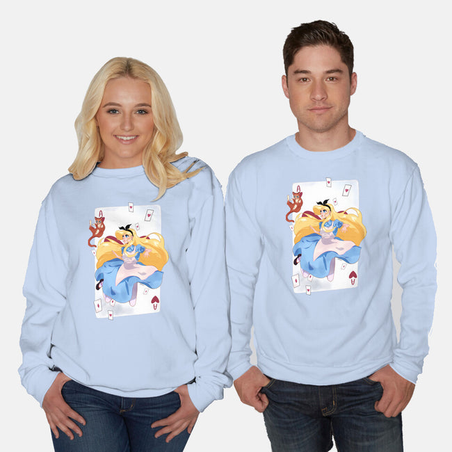 Wonderland Card-Unisex-Crew Neck-Sweatshirt-Rayuzu