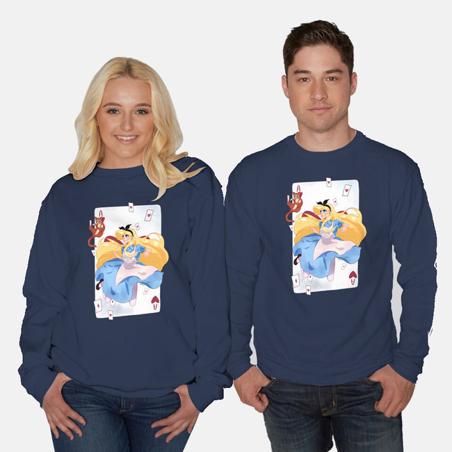 Wonderland Card-Unisex-Crew Neck-Sweatshirt-Rayuzu