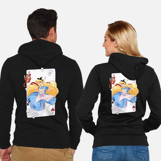 Wonderland Card-Unisex-Zip-Up-Sweatshirt-Rayuzu