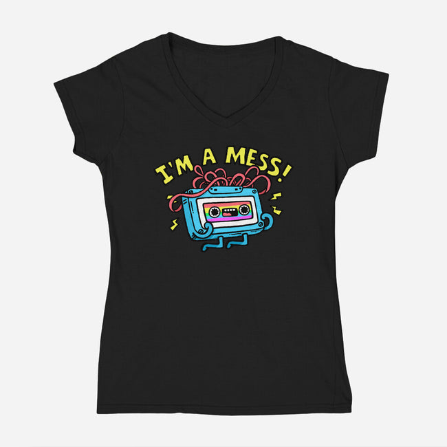 A Mess In The 90s-Womens-V-Neck-Tee-Wenceslao A Romero